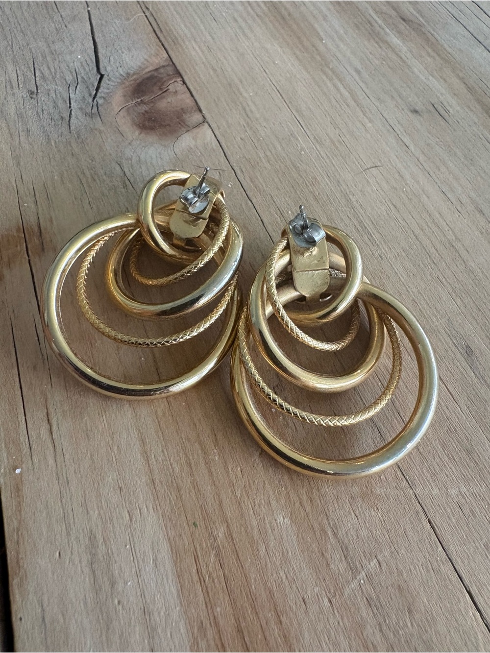 Gold Multi-Hoop Drop Earrings - Women Accessories - Picture 3 of 3